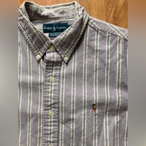 Ralph Lauren Custom Fit Flesh Pony Striped Button Down Mens XL Long Sleeve Shirt